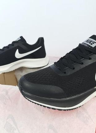 Текстильные кроссовки сеткой мужские черно-белые nike vaporfly 3 run black white. обувь мужская найк вапорфлай8 фото