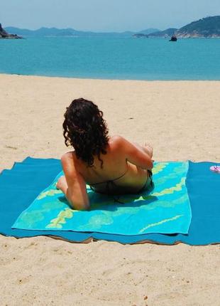 Пляжний килимок антипесок великий розмір 200х200 покривало пля...6 фото