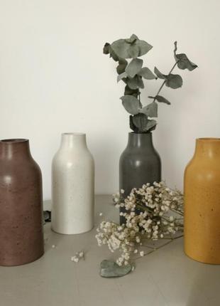 Сучасна бетонна ваза для квітів та сухоцвітів9 фото
