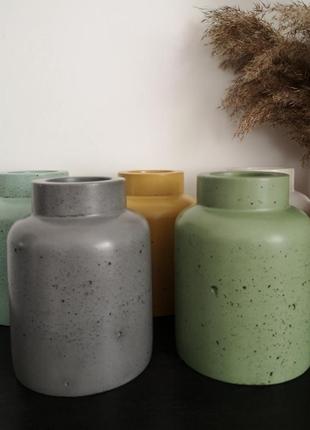 Сіра бетонна ваза6 фото