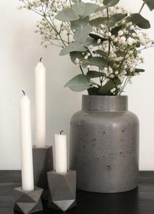 Сіра бетонна ваза4 фото
