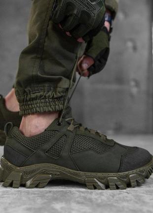 Чоловічі тактичні кросівки олива з натуральної шкіри, військов...5 фото