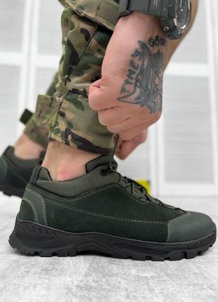 Чоловічі тактичні кросівки хакі з натуральної шкіри, військові...4 фото