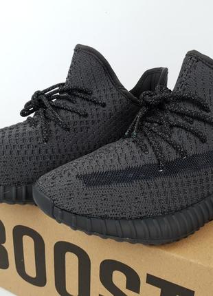 Літні кросівки чоловічі чорні adidas yeezy boost 350 v2 black static. кросівки жіночі адідас ізі буст 3508 фото