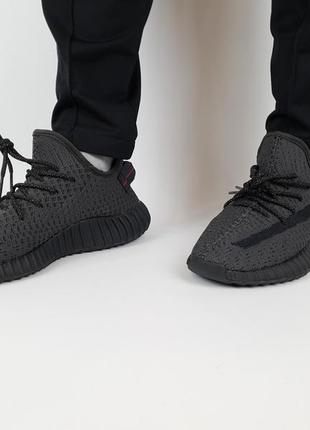 Літні кросівки чоловічі чорні adidas yeezy boost 350 v2 black static. кросівки жіночі адідас ізі буст 3503 фото