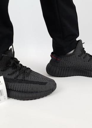 Літні кросівки чоловічі чорні adidas yeezy boost 350 v2 black static. кросівки жіночі адідас ізі буст 3504 фото