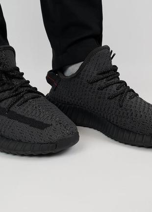 Летние кроссовки мужские черные adidas yeezy boost 350 v2 black static. кроссовки женские адидас изи буст 35010 фото