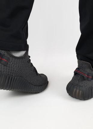 Летние кроссовки мужские черные adidas yeezy boost 350 v2 black static. кроссовки женские адидас изи буст 3502 фото