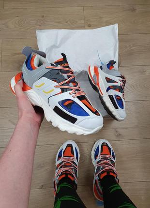 Кроссовки женские белые balenciaga track white orange blue. беговые кроссы для девушек баленсиага трек5 фото