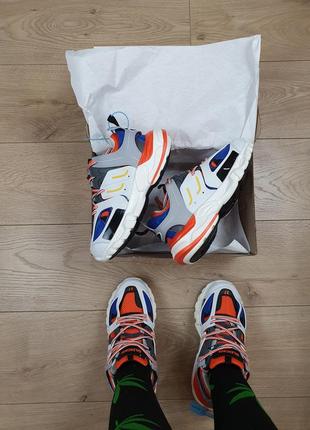 Кроссовки женские белые balenciaga track white orange blue. беговые кроссы для девушек баленсиага трек7 фото