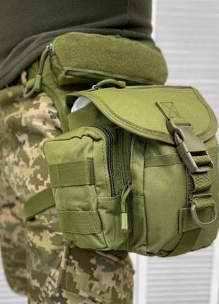Тактична сумка на пояс та ногу з кріпленням на стегно олива1 фото