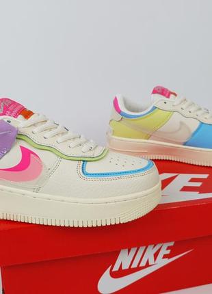 Кроссовки женские разноцветные nike air force 1 shadow double swoosh. обувь женская найк аир форсе 1 шедоу3 фото