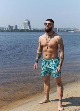 Короткі чоловічі шорти пляжні для купання та плавання з принто...2 фото