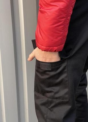 Чоловічі теплі брюки карго штани на флісі з кишенями чорні7 фото