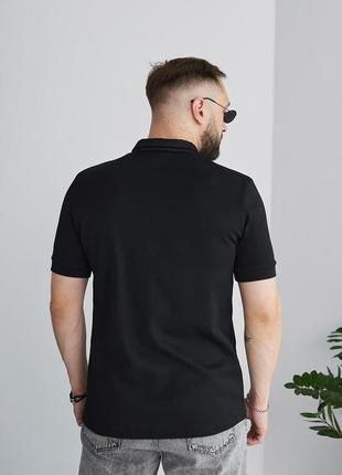 Стильна футболка поло чоловіча чорна теніска з блискавкою5 фото