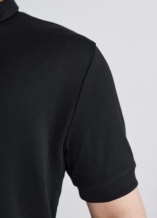 Стильна футболка поло чоловіча чорна теніска з блискавкою9 фото