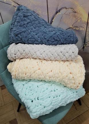Плед в'язаний, зефірний плед, плюшевий плед
