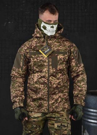 Тактична куртка весняна софтшелл армійська з капюшоном мультикам5 фото