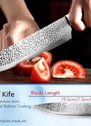 Ножи для хлеба myvit имитация ковки нержавеющая сталь 5cr длинна лезвия 20 см прорезиненая ручка2 фото
