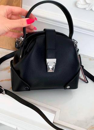 Жіноча сумочка через плече екошкіра клатч з екошкіри чорний5 фото