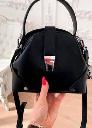 Жіноча сумочка через плече екошкіра клатч з екошкіри чорний8 фото