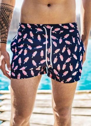 Короткі чоловічі шорти пляжні для купання та плавання з принто...3 фото