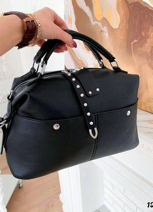 Жіноча сумочка через плече екошкіра клатч з екошкіри чорний3 фото