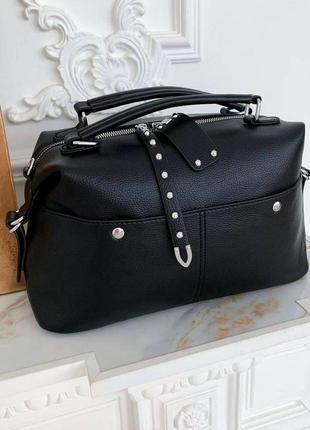 Жіноча сумочка через плече екошкіра клатч з екошкіри чорний4 фото