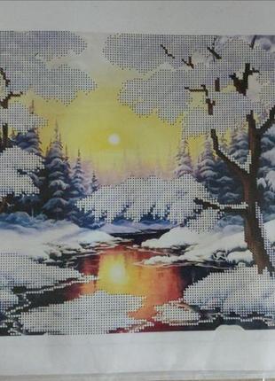 Схема для вышивания бисером "зимний пейзаж" юма-3150 размер а3