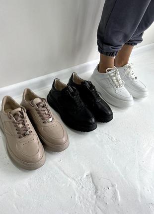 Жіночі літні кросівки з натуральної шкіри білі на платформі на...5 фото