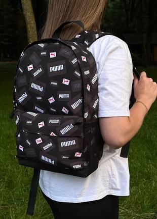 Жіночий рюкзак тканинний спортивний молодіжний з принтом чорний