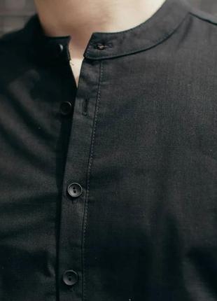 Чоловіча натуральна лляна сорочка з коміром, стильна льон соро...2 фото