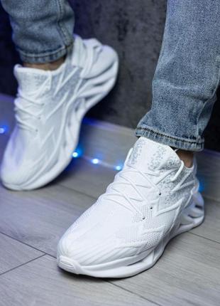 Чоловічі кросівки з тканини, що дихають на піні рейнбол біло сірі2 фото