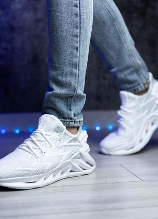 Чоловічі кросівки з тканини, що дихають на піні рейнбол біло сірі3 фото