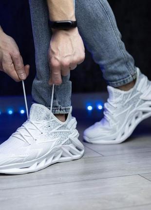Чоловічі кросівки з тканини, що дихають на піні рейнбол біло сірі6 фото