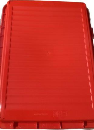Тортовница с крышкой прямоугольная пластиковая красная4 фото