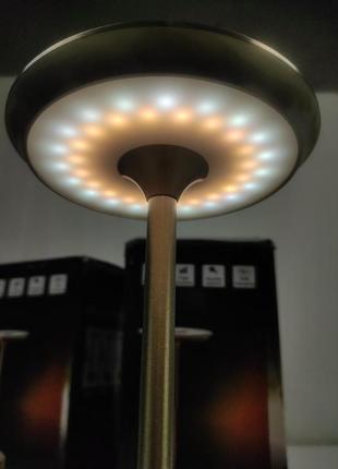 Настольная лампа аккумуляторная интерьерный фонарик металлический, лампа настольная led 3 режима сенсорный5 фото