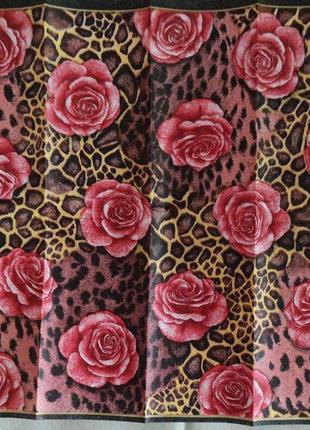 Салфетки для декупажа розы на фоне леопардовом размер 25*25см