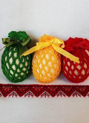 Пасхальный декор пасхальное украшение для яиц вязаные сеточки на пасхальные яйца...