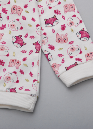 Лонгслив для дівчинки білий з принтом лісові звірі 3