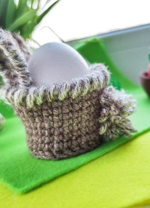 Подставка для яйца «зайка» («bunny») (шерсть, акрил, размер яйца со)6 фото