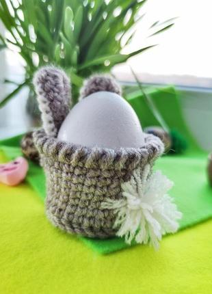 Подставка для яйца «зайка» («bunny») (шерсть, акрил, размер яйца со)4 фото