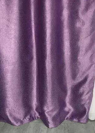 Готовый комплект штор блекаут софт на тесьме защита 80% цвет фиолетовый8 фото