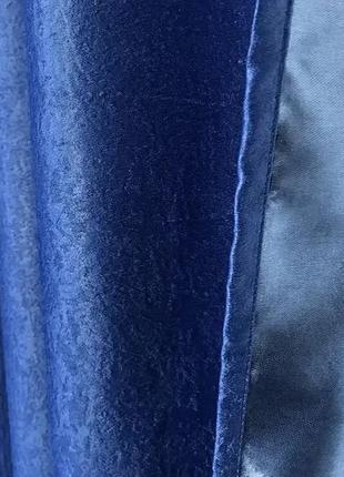 Готовый комплект штор блекаут софт на тесьме защита 80% цвет синий