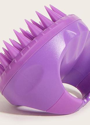 Силіконова щітка для миття волосся колір двох фіолетовий. масажер щітки для голови. щітка-шабер9 фото