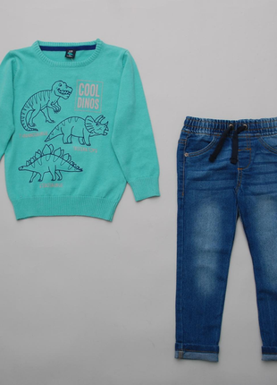 Костюм джемпер з динозаврами kiki&koko і джинси pepco
