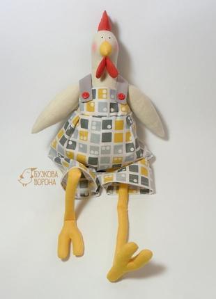Петушок в стиле тильда желто-серый, игрушка1 фото