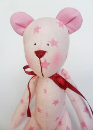 Рожевий ведмедик в стилі тільда - іграшка3 фото