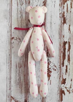Рожевий ведмедик в стилі тільда - іграшка5 фото