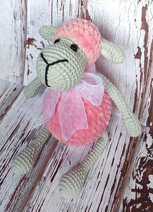 Рожева плюшева овечка, м'яка іграшка3 фото